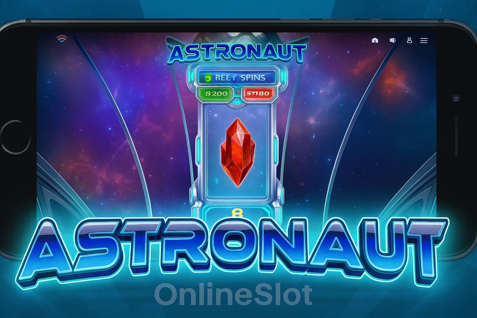 The 'Astronaut' online slot game displayed on a smartphone, showcasing its space-themed graphics and mobile-friendly interface.
